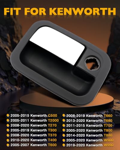 Gledewen Driver Door Handle Compatible with 20052020 Kenworth 20012025 Peterbilt Chrome Exterior Front Left Driver side Door Handle w Key Hole Replace 7605403 R561025L 42766 Outside Hanlde Part - Image 3