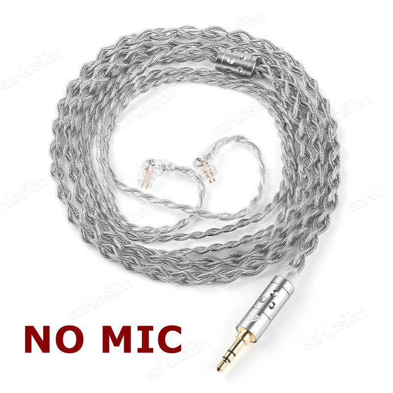 كيو كي زد كابل وموصل QKZ T7 3.5mm Plug iem Cable 4-Strand 2Pin 0.75mm Upgrade HiFi Earphone Cable Replacement Wire For KZ ZSN ZSX PRO X ZS10 CCA Trn, No Mic - Image 1
