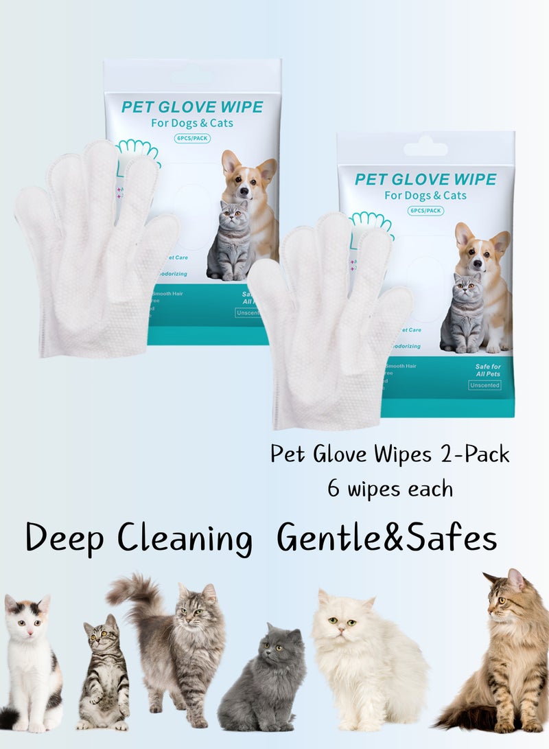 Pet Bashing Glove Wipes for Dog and Cat-2pack12pcs, Unscented Rinse Free Cleaning & Deodorizing Grooming Glove for Puppy Ears,Eyes,Butt,Paws, Thick Bathing Wipe Sooth & Nourish Fur for Care and Travel 12 PCS - Image 2
