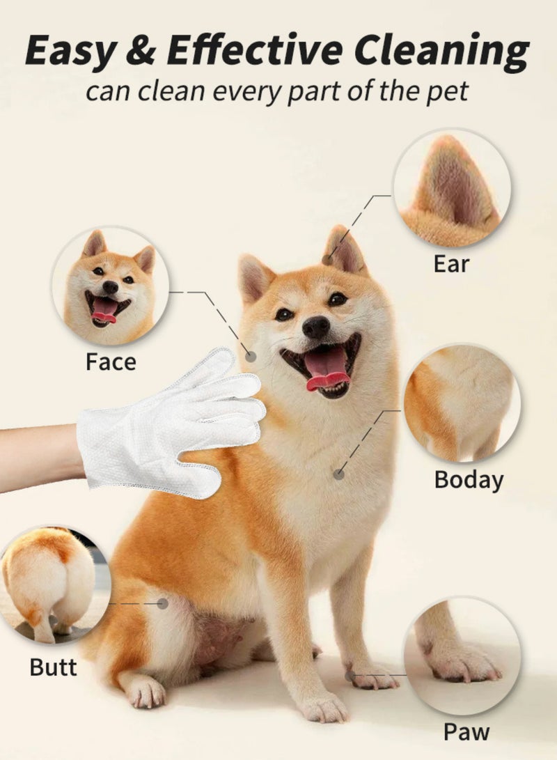Pet Bashing Glove Wipes for Dog and Cat-2pack12pcs, Unscented Rinse Free Cleaning & Deodorizing Grooming Glove for Puppy Ears,Eyes,Butt,Paws, Thick Bathing Wipe Sooth & Nourish Fur for Care and Travel 12 PCS - Image 5
