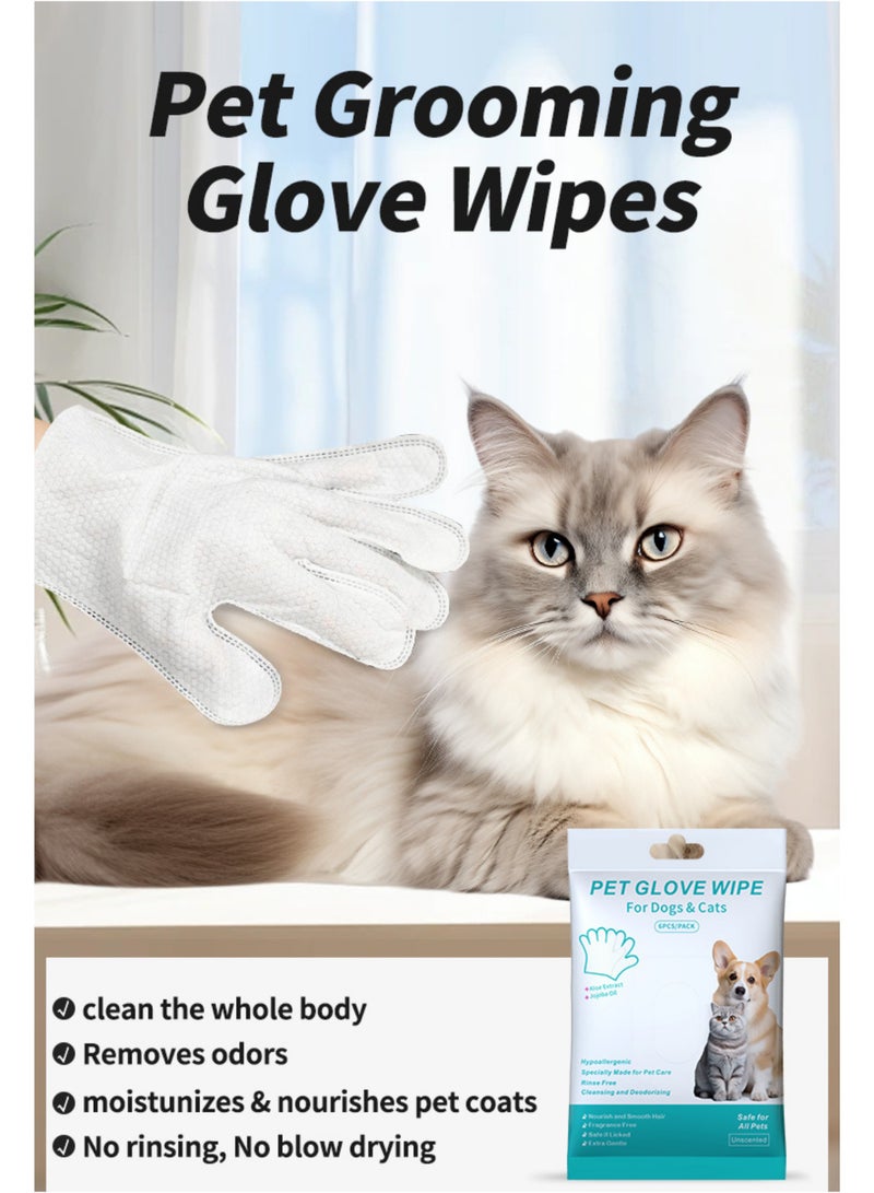 Pet Bashing Glove Wipes for Dog and Cat-2pack12pcs, Unscented Rinse Free Cleaning & Deodorizing Grooming Glove for Puppy Ears,Eyes,Butt,Paws, Thick Bathing Wipe Sooth & Nourish Fur for Care and Travel 12 PCS - Image 4