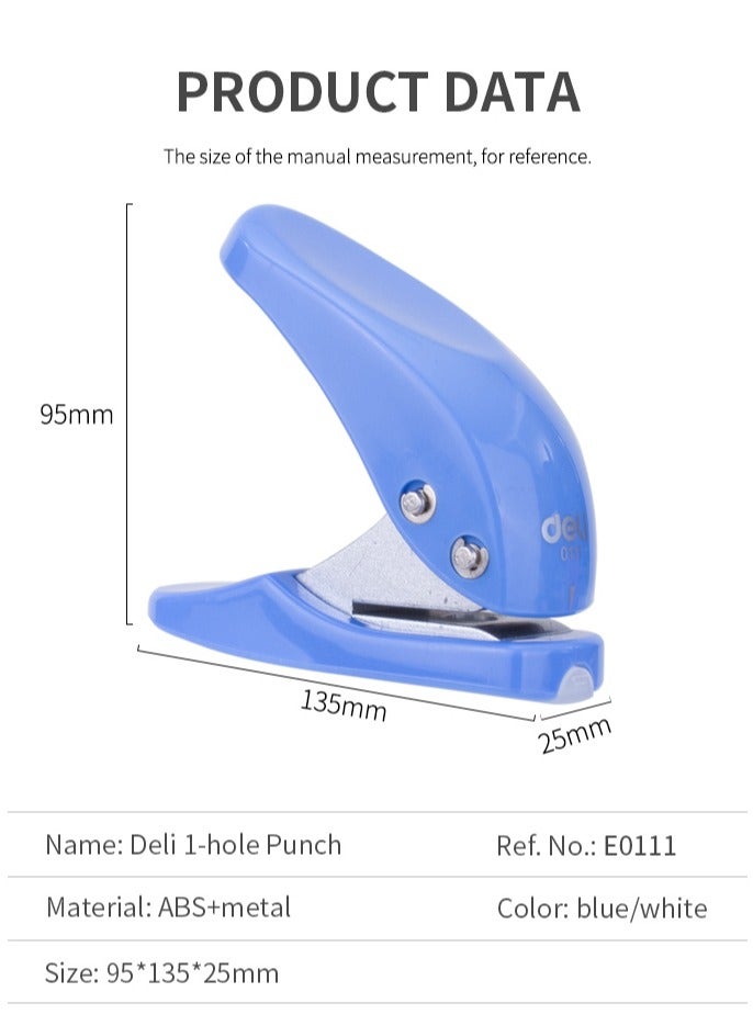 ديلي E0111 ثقب واحد - 10 ورقات، Φ6 مم، 1 قطعة، أبيض/أزرق - Image 1