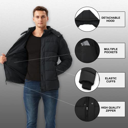 GGleaf Men's Hooded Winter Coat Warm Puffer Jacket Thicken Quilted Jacket XX-Large Black - Image 3