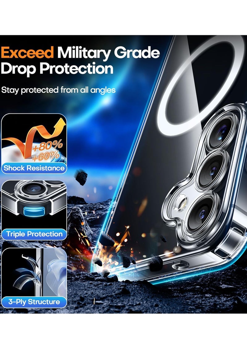 BORTONY Samsung Galaxy S25 Plus MagSafe Case Support Wireless Charging Slim Thin Magnetic Cover for Galaxy S25 Plus Anti Scratch Shockproof Hard Transparent Phone Case for Galaxy S25 Plus 6.7 Inch - Image 4