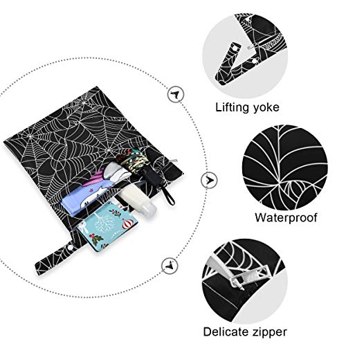 KEEPREAL Halloween Spider Web 2pcs Waterproof Wet Bag Diaper Wet Bags Large Capacity Washable Reusable for Wet Swimsuits,Dirty Gym Clothes, Diapers,Electronics,Toiletries. - Image 4
