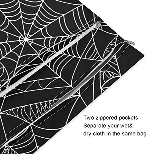 KEEPREAL Halloween Spider Web 2pcs Waterproof Wet Bag Diaper Wet Bags Large Capacity Washable Reusable for Wet Swimsuits,Dirty Gym Clothes, Diapers,Electronics,Toiletries. - Image 3