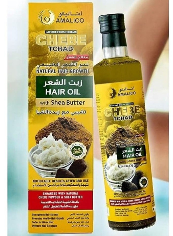 Chebe Oil for Hair Growth with SHEA BUTTER - Ready-to-Use Authentic African Chebe Powder for Hair Growth, Shea Butter, Palm Oil, Almond Oil, Olive Oil, Ostrich Oil 250 ML