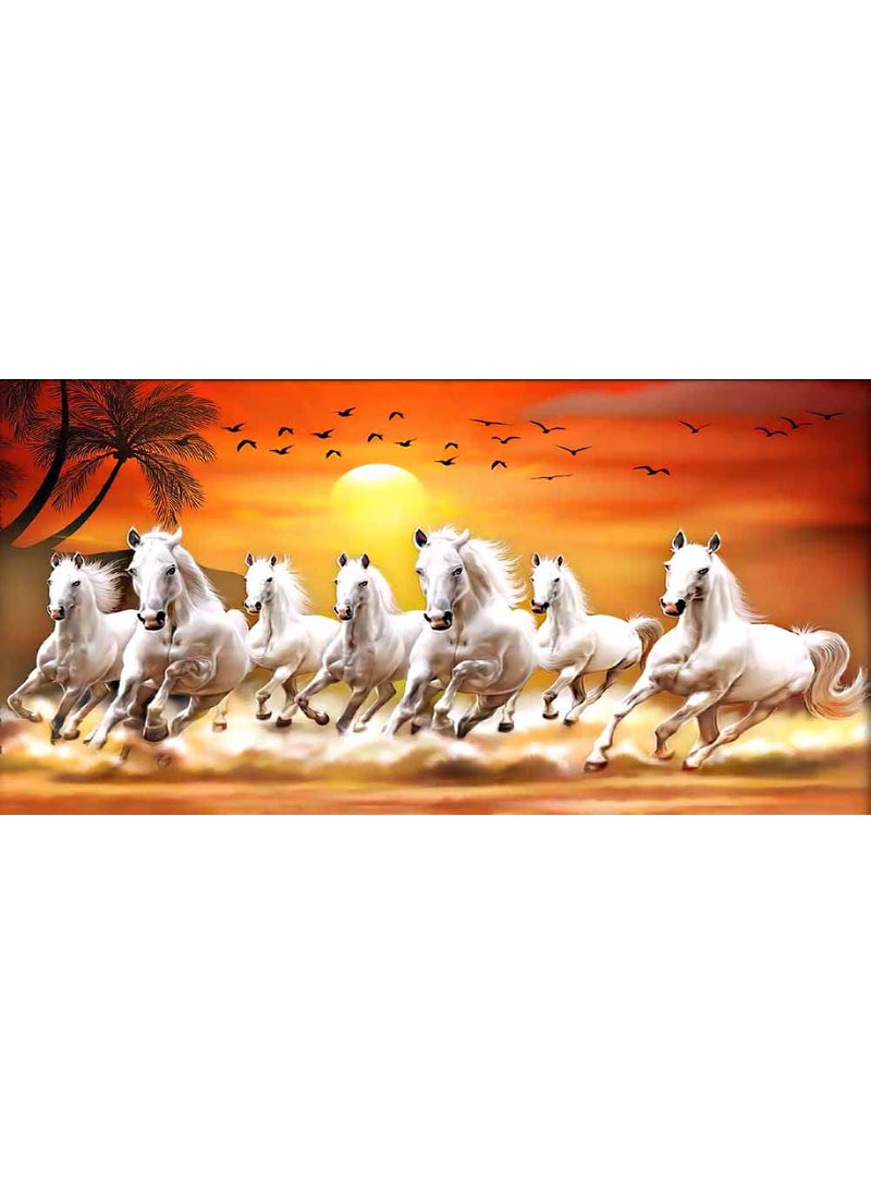 British Terminal British Terminal Vastu Seven Lucky Running Horses Fully Waterproof Large Size Vinyl Sticker Poster 40 inch X 80 inch 20wpwl853 
