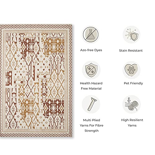 Villedomo Luxury Modern Flat Weave Rug for Floor, Living Room & Bedroom | Drawing Room Dhurrie | Crimson Rust | Dhurrie for Living Room Size - 2 x 3 Feet (60 x 90 cm) - Image 3