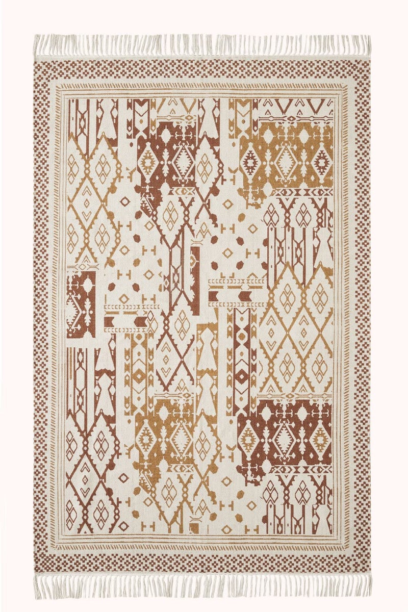 Villedomo Luxury Modern Flat Weave Rug for Floor, Living Room & Bedroom | Drawing Room Dhurrie | Crimson Rust | Dhurrie for Living Room Size - 2 x 3 Feet (60 x 90 cm) - Image 2