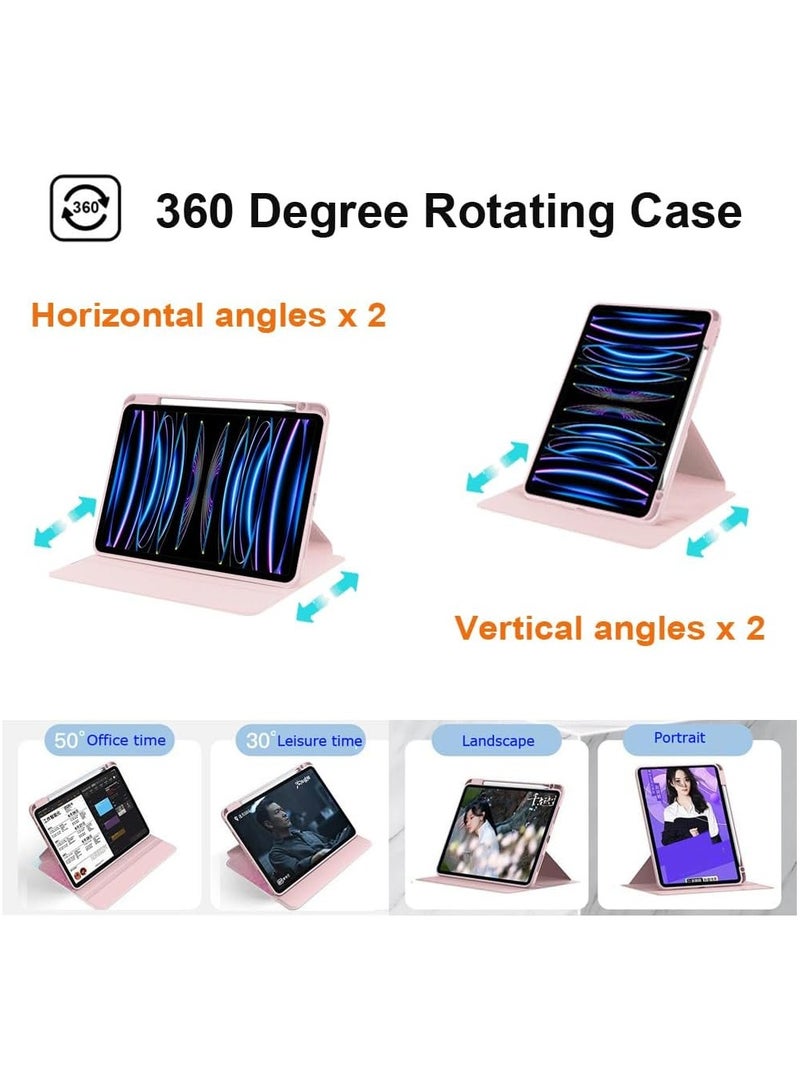 DUSALA Rotating Case for iPad Pro 12.9-Inch (2022), with Pencil Holder,360 Degree Rotation Protective Stand Slim Cover Clear Back, Auto Wake/Sleep (iPad Pro 12.9) - Image 3