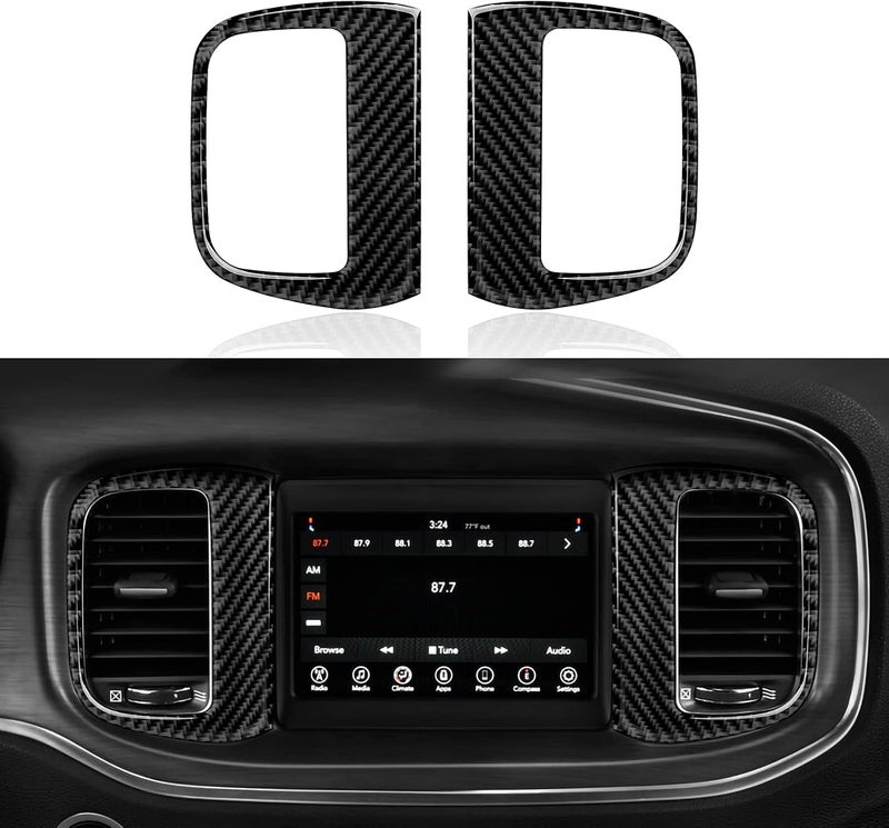 ملصقات غطاء فتحة التهوية المركزية / مخرج التكييف للسيارة لدودج تشارجر 2015-2023 إكسسوارات ملصقات داخلية من ألياف الكربون - Image 1