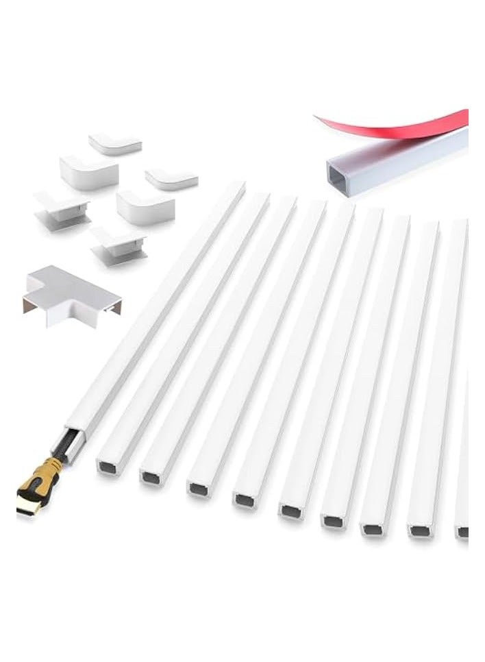 erorex 157in Cord Cover, Cord Hider Wall, One-Cord Cable Raceway, PVC Cable Concealer Hider, Wire Hiders for TV on Wall, Cable Wire Cover for Hiding 1-2 Small Cords, 10x L15.7in W0.59 H0.40in  - Image 1