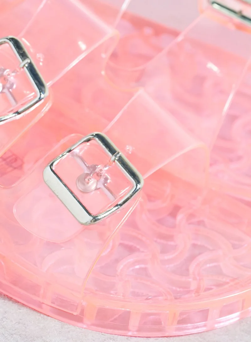 FOREVER 21 Neon Two Strap Buckle Slides
