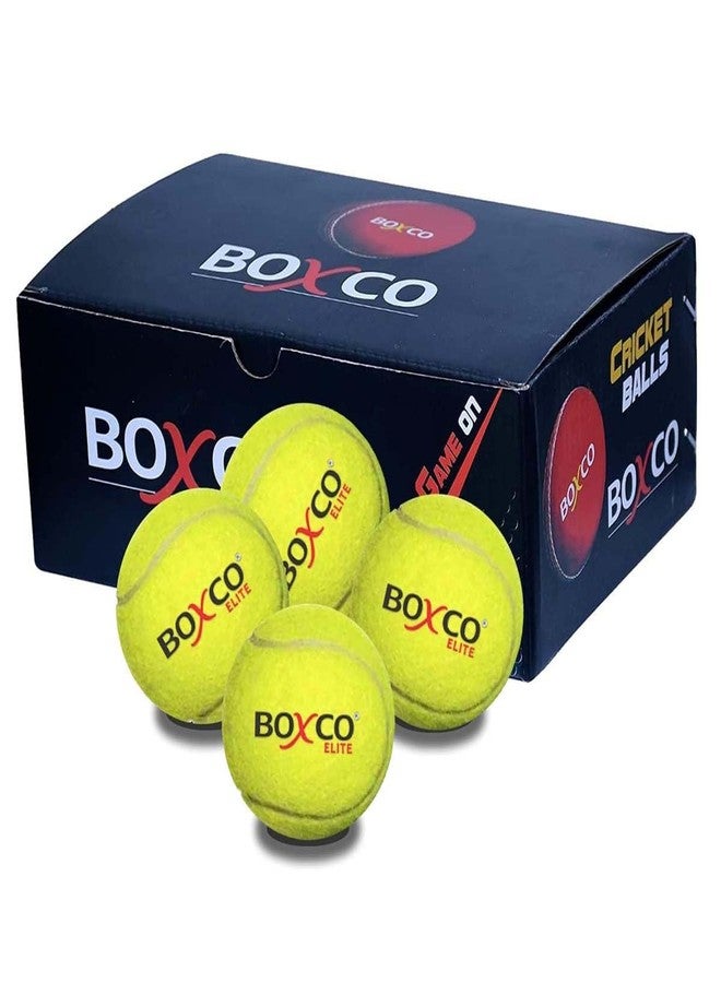 BOXCO Elite Medium Weight Tennis Cricket Ball, Practice Ball, Cricket Training Ball,Lawn Cricket (Yellow, Pack of 4) - Image 1