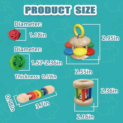 QWR 9PCS Wooden Bunny Toys,Safe Rabbit & Guinea Pigs Teeth Grinding Toy for Chinchillas, Hamsters & Small Animals - Indoor & Outdoor - Image 4