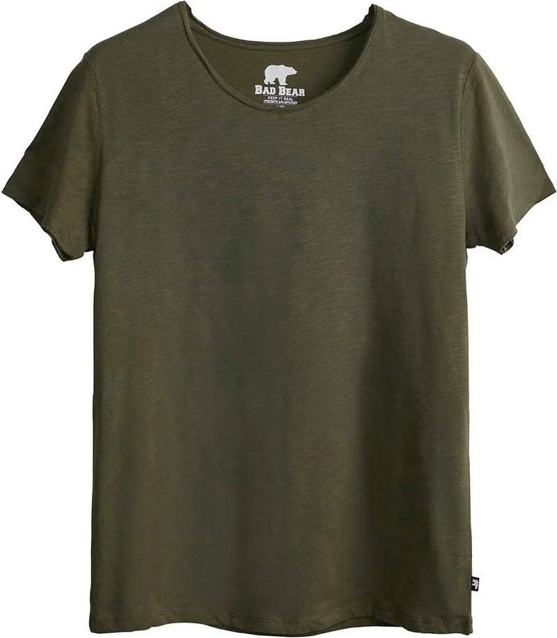 Bad Bear V-Neck T-Shirt Khaki Green Basic Men's T-Shirt10