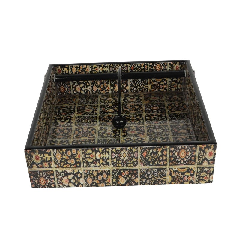 KolorFish Designer Wooden Tissue Napkin Holder Stand for Dining Table Home Kitchen Special Enamel Coating Brown Flower - Image 1