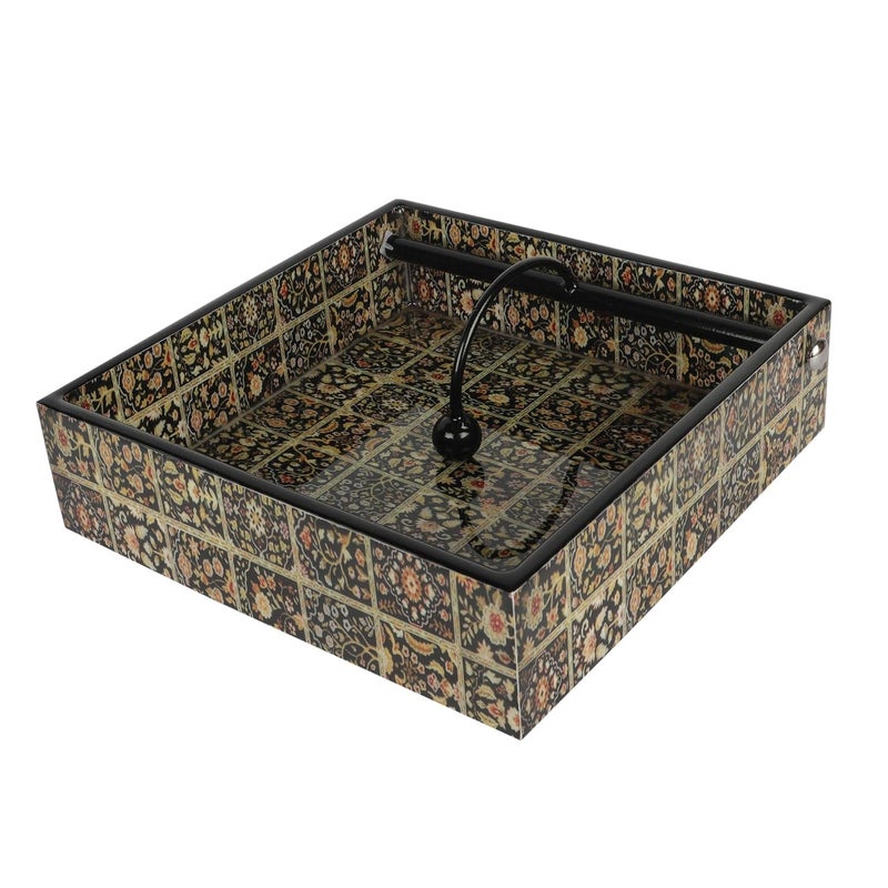 KolorFish Designer Wooden Tissue Napkin Holder Stand for Dining Table Home Kitchen Special Enamel Coating Brown Flower - Image 2
