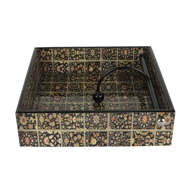 KolorFish Designer Wooden Tissue Napkin Holder Stand for Dining Table Home Kitchen Special Enamel Coating Brown Flower - Image 3