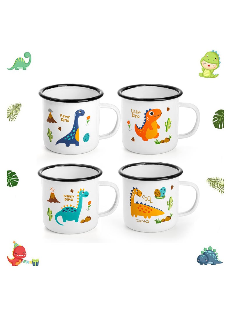 SYOSI Enamel Camping Mugs, Cartoon Dinosaur Metal Design, Coffee Tea Cups with Handle, Ideal for Outdoor Activities, Hiking, Portable Travel Mugs for Kids and Adults  - Image 1