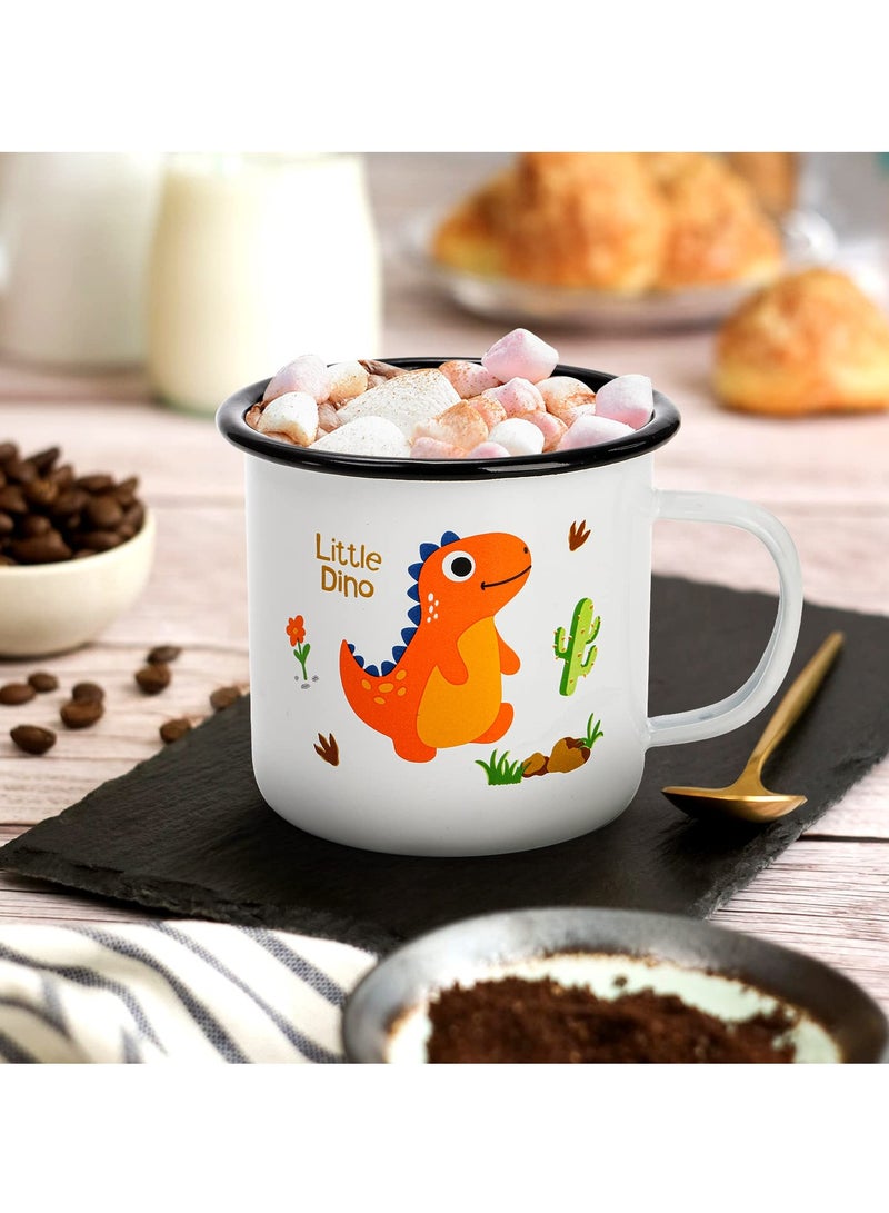 SYOSI Enamel Camping Mugs, Cartoon Dinosaur Metal Design, Coffee Tea Cups with Handle, Ideal for Outdoor Activities, Hiking, Portable Travel Mugs for Kids and Adults  - Image 4