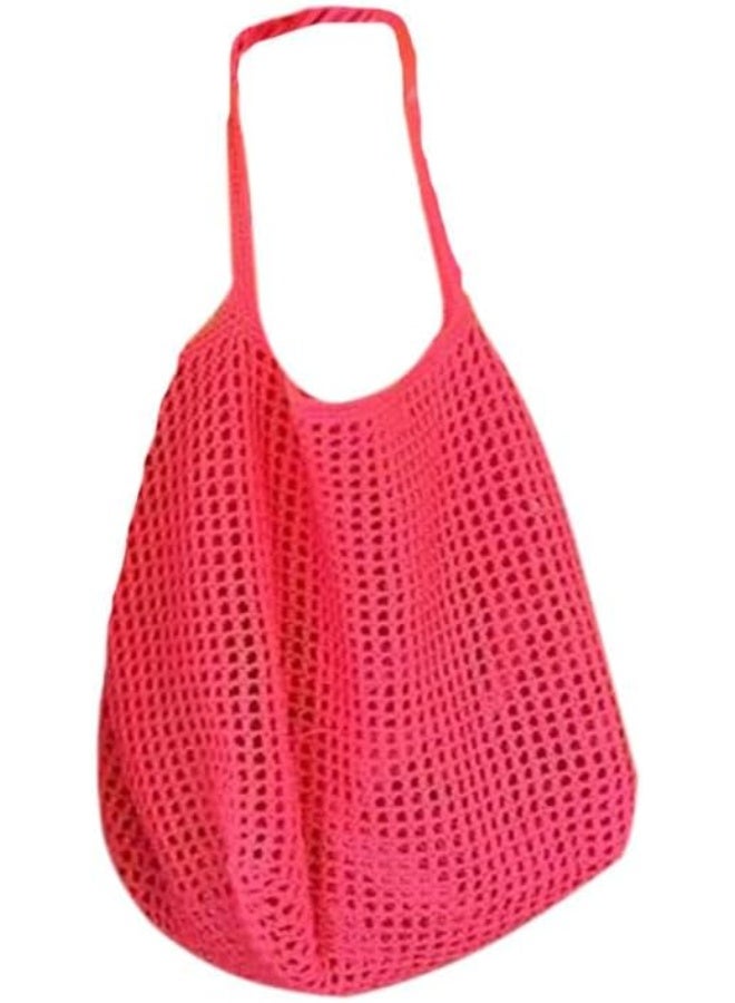 Women's Handbag, Mesh Design, Large, Fashion Style - color Fuchsia Handmade - Image 1