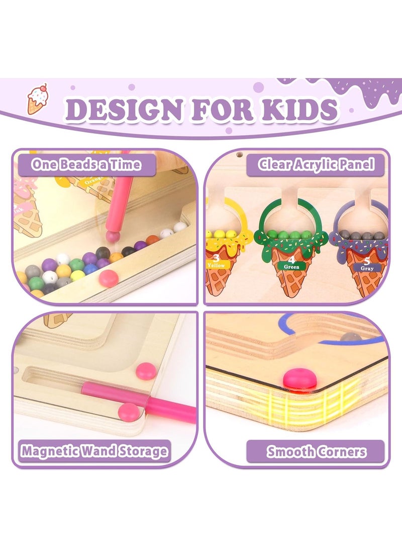 A colorful wooden puzzle board with numbers from TOYS-EGYPT, complete with a magnetic pen for learning and counting, perfect for toddlers. This fine motor skills toy is suitable for boys and girls aged 3, 4, and 5 years. - Image 3