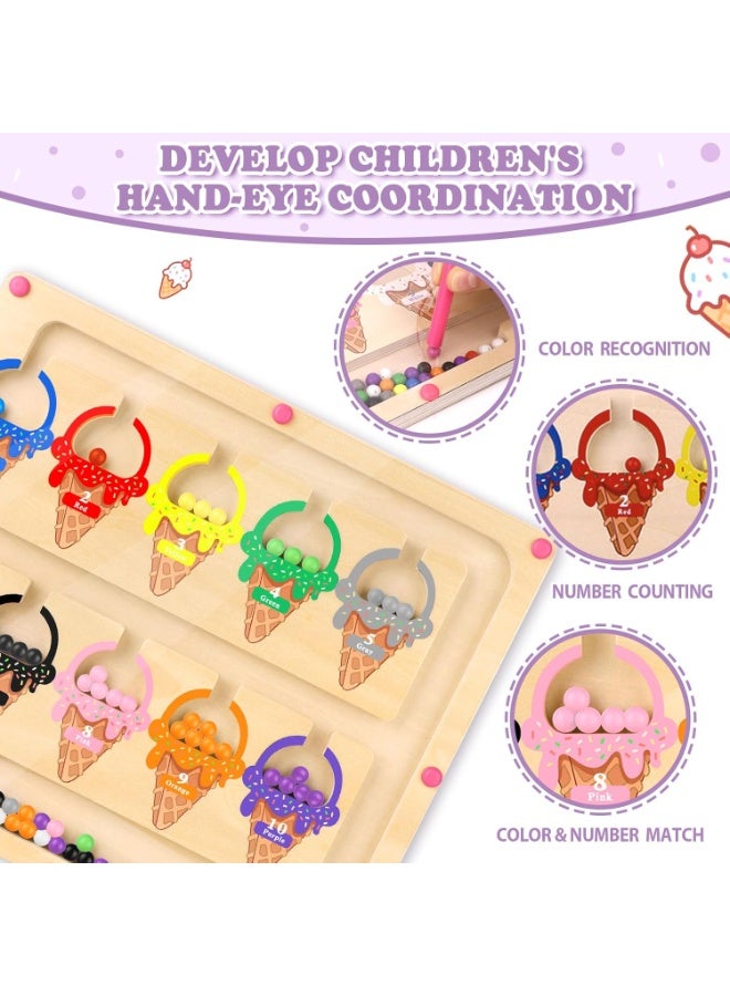 A colorful wooden puzzle board with numbers from TOYS-EGYPT, complete with a magnetic pen for learning and counting, perfect for toddlers. This fine motor skills toy is suitable for boys and girls aged 3, 4, and 5 years. - Image 5