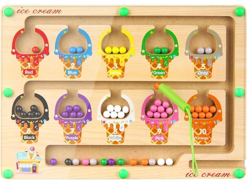 Colorful puzzle board and numbers with magnetic pen for toddlers, a fine skills toy for children aged 3, 4 and 5 years old, for boys and girls. - Image 1