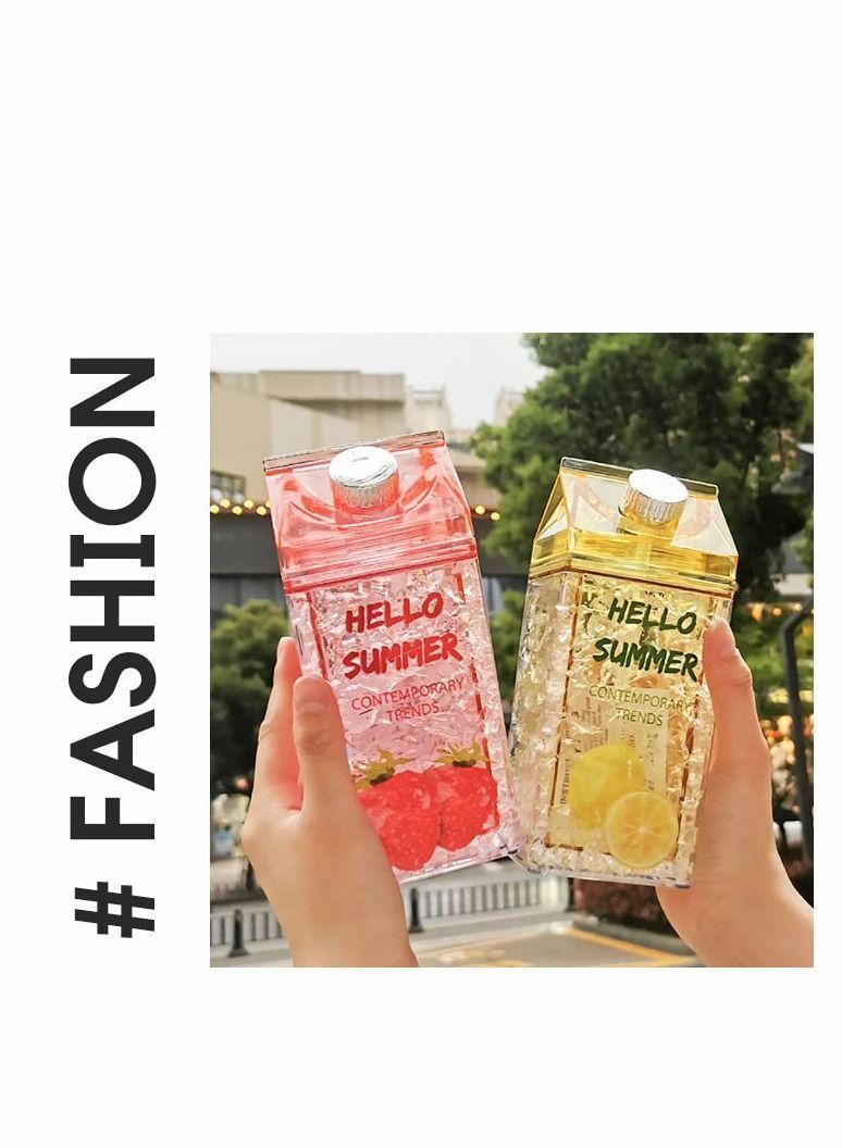 Y&D Crushed Ice Cup, Double-layer Thickened Refrigerator Cold Storage Cup Straw Gel Quicksand Iced Creative Milk Carton Summer Student Drinking Outdoor Water (Cherry Red) - Image 3