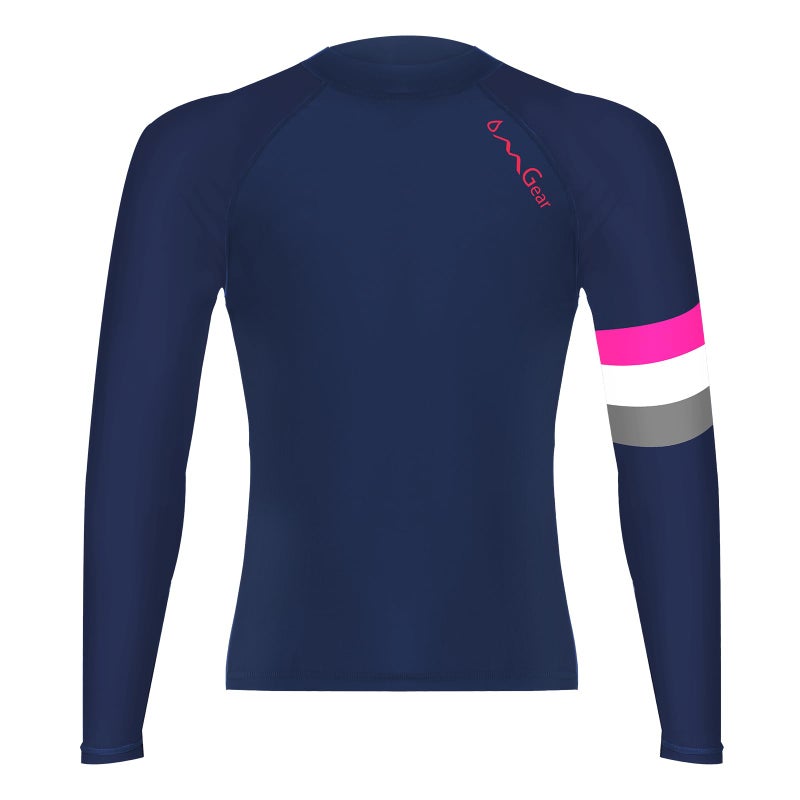 OMGear Rashguard Swimsuit MMA BJJ Rash Guard UPF 50+ Swimming Shirt Surf Suit Rash Vest(Navy Blue(Long Sleeve),S) - Image 2