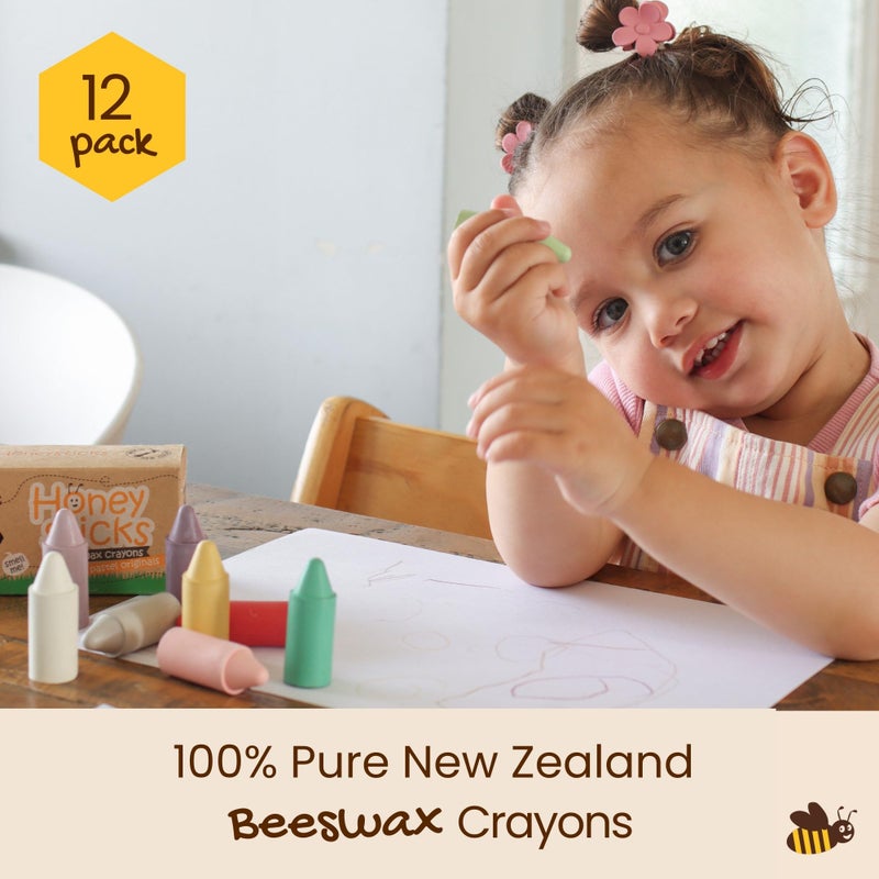 Honeysticks 100% Pure Beeswax Crayons (12 Pack) - Pastel Colored, Non Toxic Crayons, Safe for Babies and Toddlers, For 1 Year Plus, Made with Natural Beeswax and Food-Grade Colors, Eco-Friendly - Image 3