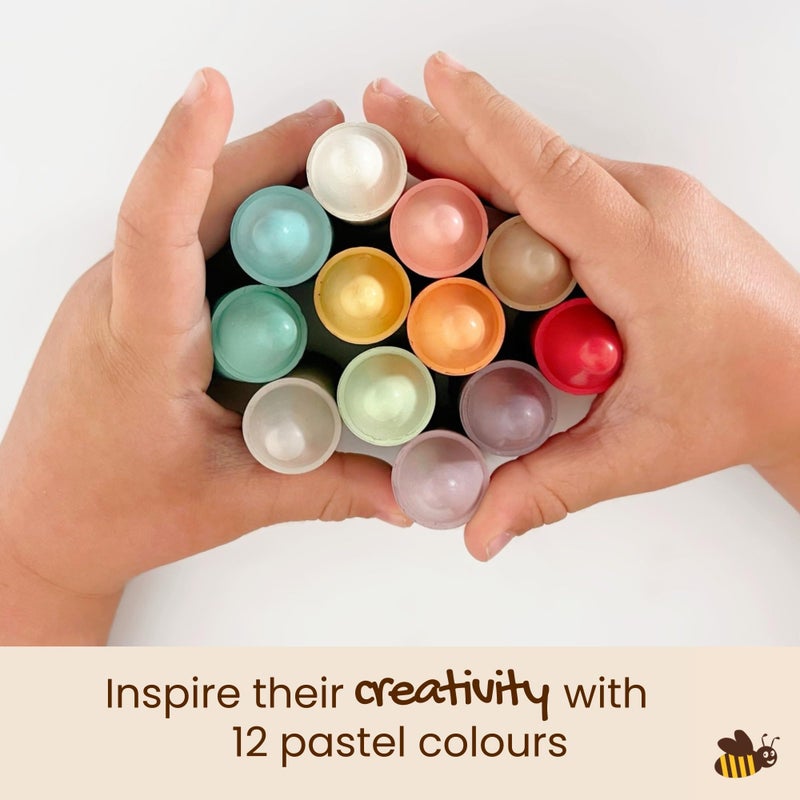 Honeysticks 100% Pure Beeswax Crayons (12 Pack) - Pastel Colored, Non Toxic Crayons, Safe for Babies and Toddlers, For 1 Year Plus, Made with Natural Beeswax and Food-Grade Colors, Eco-Friendly - Image 5