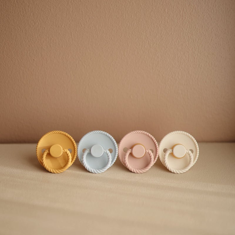 mushie Frigg Rope SilkySoft Silicone Baby Pacifier | Made in Denmark | BPA-Free (Blush/Cream, 6-18 Months) - Image 4