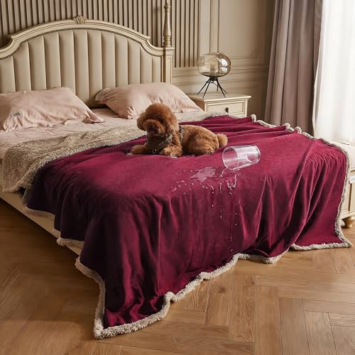 Kritter Planet Waterproof Pet Blanket for Bed, Reversible Sherpa Fleece Protector Couch Cover for Pets, Liquid Proof Furniture Protector for Medium Large Dogs - Image 1