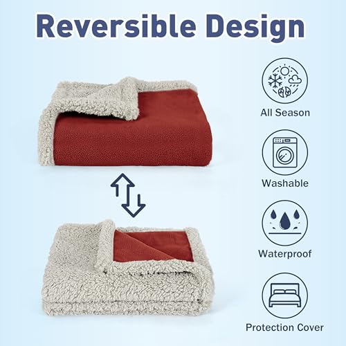Kritter Planet Waterproof Pet Blanket for Bed, Reversible Sherpa Fleece Protector Couch Cover for Pets, Liquid Proof Furniture Protector for Medium Large Dogs - Image 2