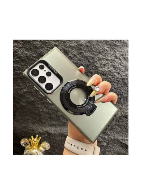for Samsung S24 Ultra Phone Case, متوافق مع Magsafe, حالة حماية مغناطيسية مع قوس غير مرئي, حامي فيلم عدسة الكاميرا, حالة حماية شبه شفافة ماتي مقاومة للصدمات, مناسبة لـ Galaxy S24 Ultra 5g حالة حماية كاملة رقيقة للغاية