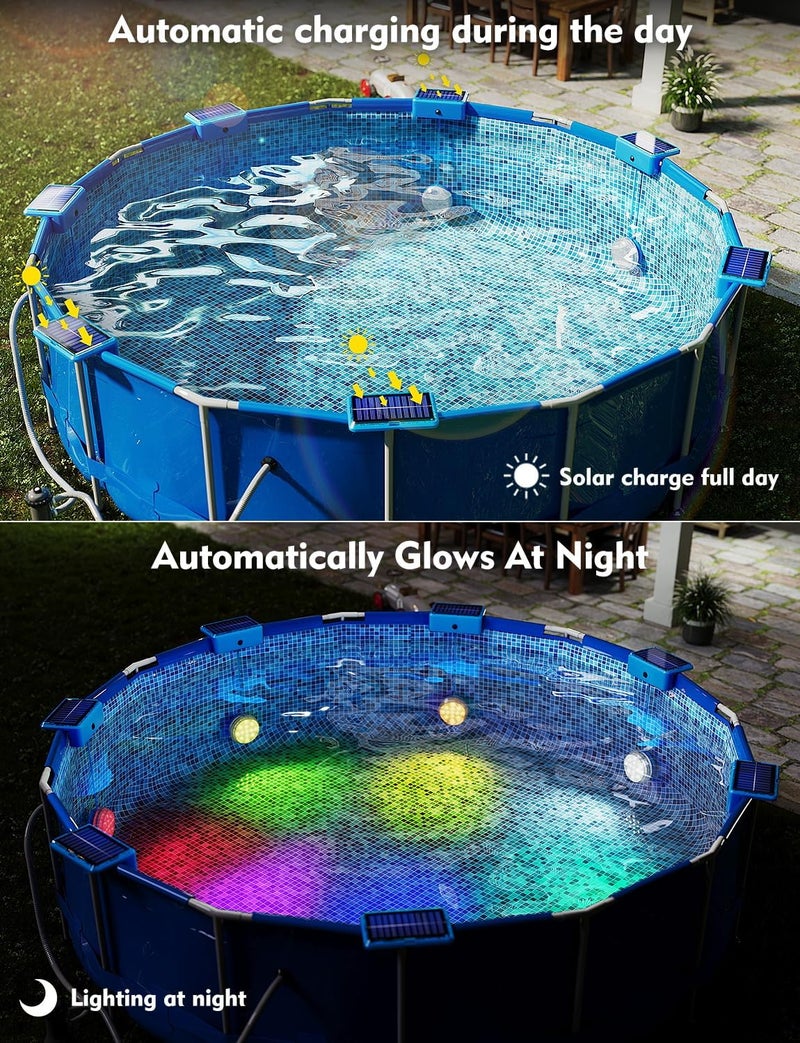 2 Pack Solar Pool Lights, IP68 Waterproof Submersible LED Lights With Remote, 16 Colors For Swimming Pool And Pond - Image 3
