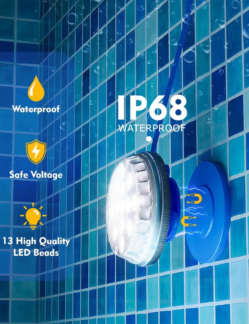 2 Pack Solar Pool Lights, IP68 Waterproof Submersible LED Lights With Remote, 16 Colors For Swimming Pool And Pond - Image 4