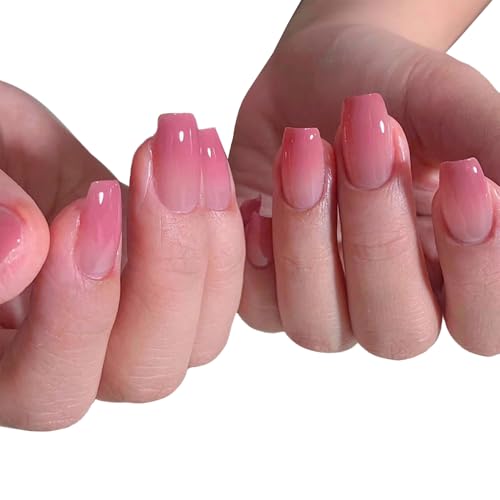 Gush Beauty Press On Nails | Reusable Nail Extensions | Artificial Fake Nails Set | For women (Pinkey Promise - Medium Square) - Image 1