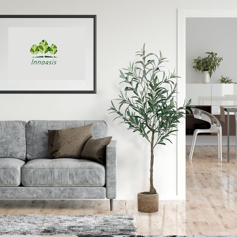 Innoasis Multi-use upgraded craftsmanship Artificial Olive Tree 4FT Tall Faux Plants Olive Silk Tree with Branches and Fruits in Pot Fake Trees Indoor Outdoor Decor for Home Office Living Room Floor… Trendy flexible practical build - Image 3