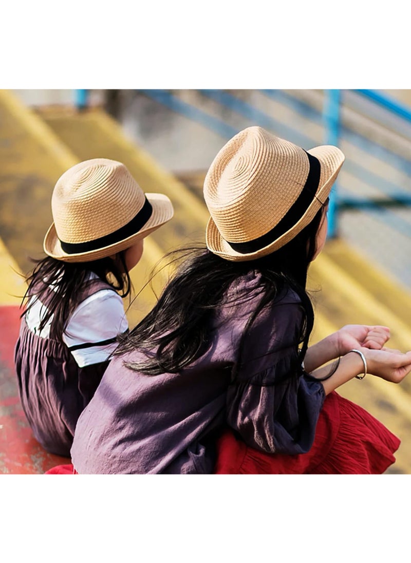 Vitacelli - Straw Sun Hat for Women, Girls Cute Summer Beach Cap Foldable Visor Floppy Wide Brim with Bowknot BEIGE - Image 1