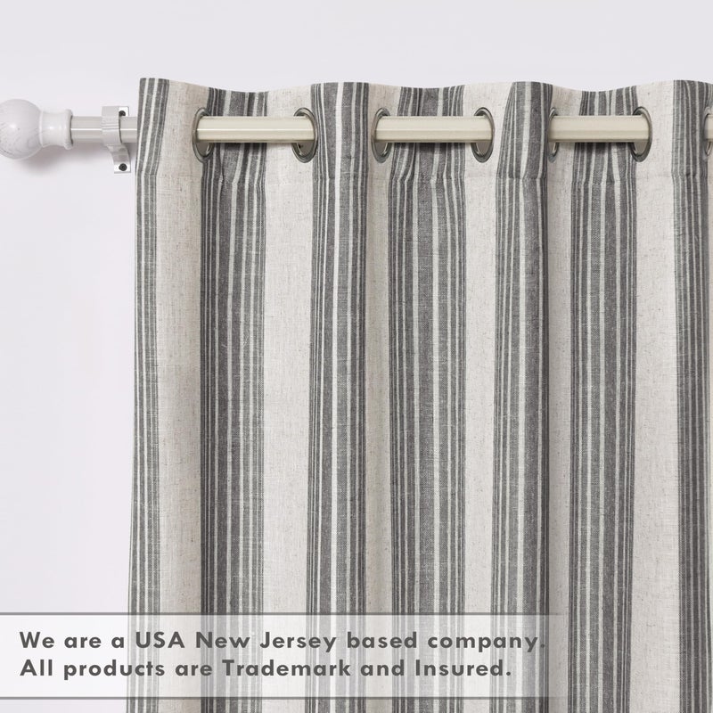 DriftAway Chris Linen Blackout Curtains with Thermal and Sound Reducing Layer 96 Inches Long for Bedroom Striped Printed Drapes Thermal Insulated Lined Window Treatments for Living Room Gray - Image 3