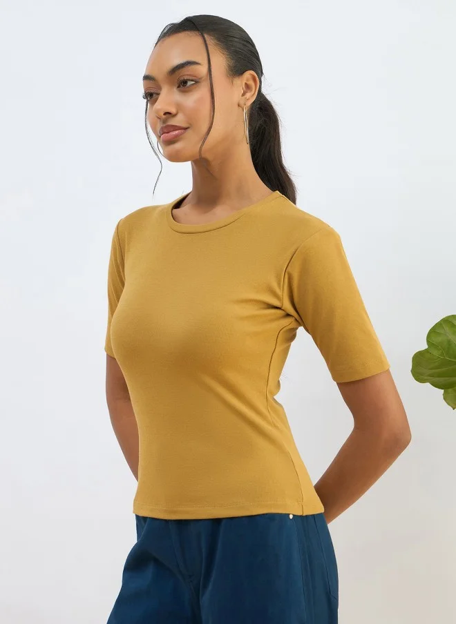 ساسافراس Khaki Slim Fit T-Shirt for Women