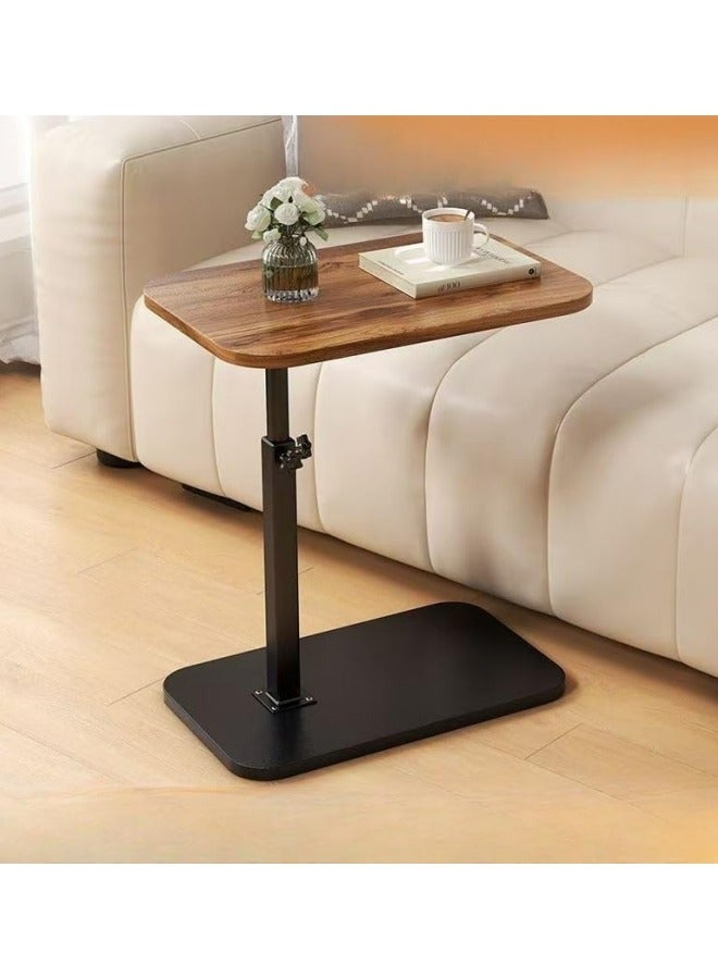GGEROU C Shaped End Tables Adjustable Height 360° Swivel Tabletop That Slide Under Bedside Nursing(Black-Walnut) - Image 1