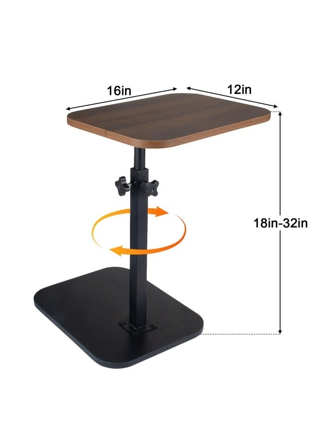 GGEROU C Shaped End Tables Adjustable Height 360° Swivel Tabletop That Slide Under Bedside Nursing(Black-Walnut) - Image 2