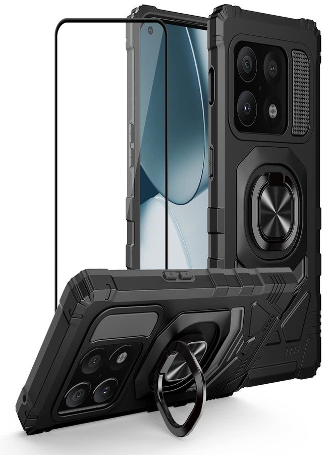 Ailiber Compatible with OnePlus 10 Pro Case, 1+ 10 Pro Case with Screen Protector, Ring Kickstand for Magnetic Car Mount, Heavy Duty Shockproof Protective Rugged Phone Cover for One Plus 10 Pro-Black - Image 1