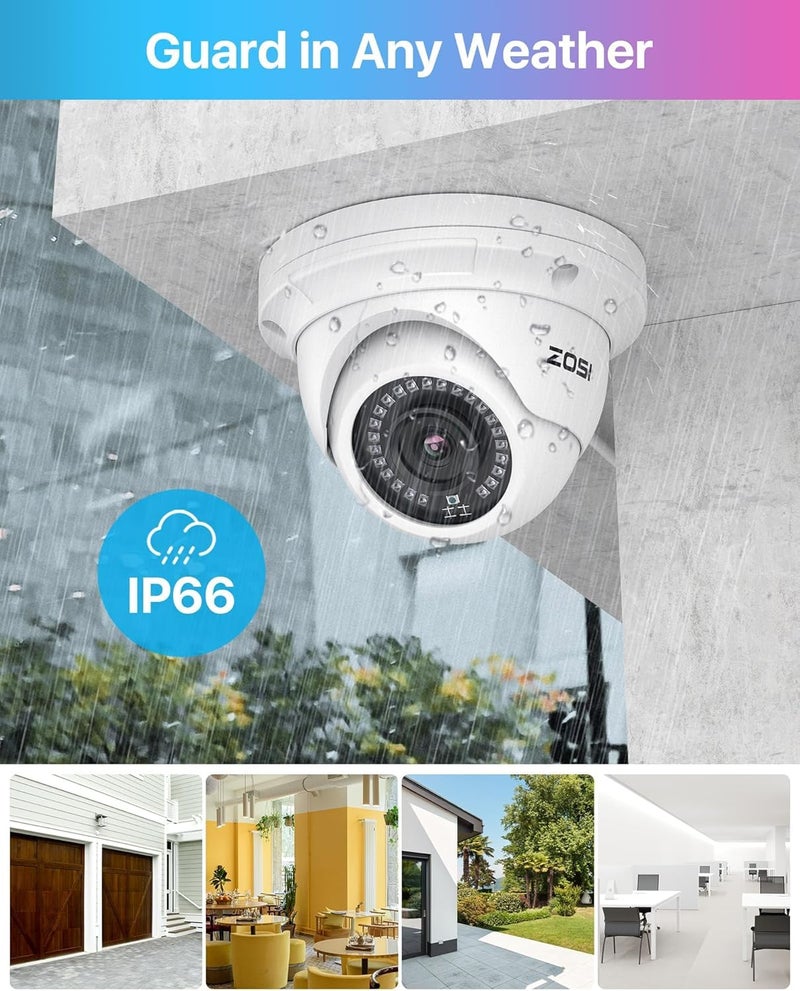 ZOSI 16CH 4K PoE Security Camera System, H.265+ 16 Channel 8MP NVR with 4TB HDD, 8pcs Wired 5MP Outdoor Indoor PoE IP Dome Cameras, Night Vision, Motion Alert, Remote Access, for 24/7 Recording - Image 5