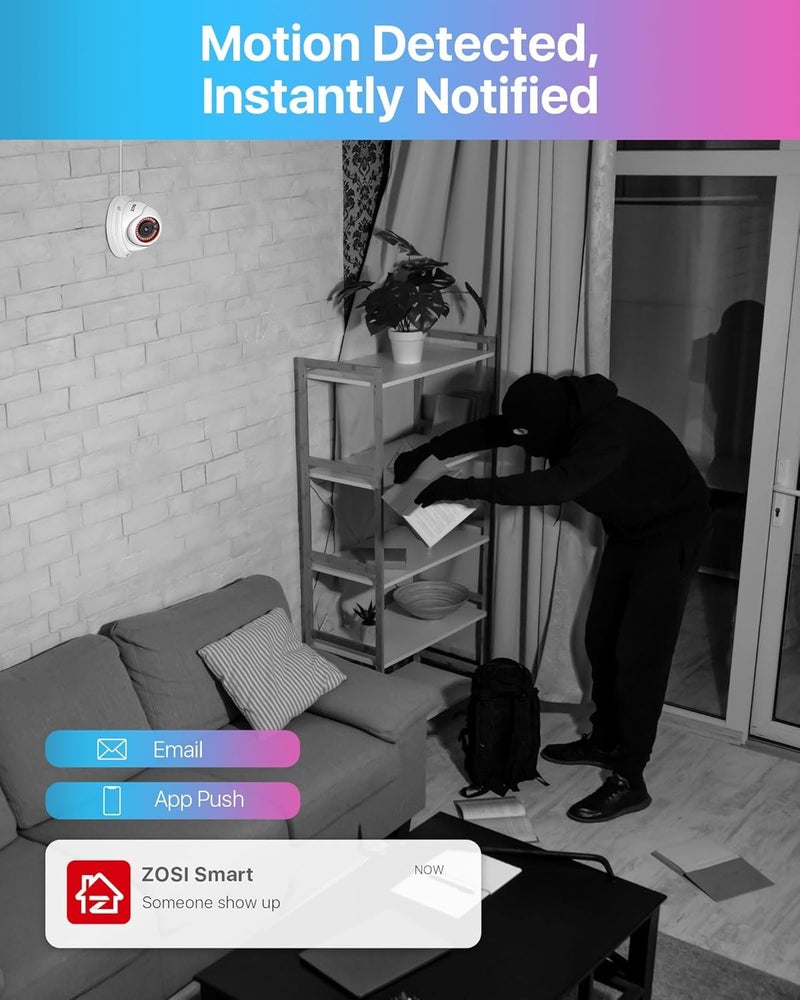 ZOSI 16CH 4K PoE Security Camera System, H.265+ 16 Channel 8MP NVR with 4TB HDD, 8pcs Wired 5MP Outdoor Indoor PoE IP Dome Cameras, Night Vision, Motion Alert, Remote Access, for 24/7 Recording - Image 3